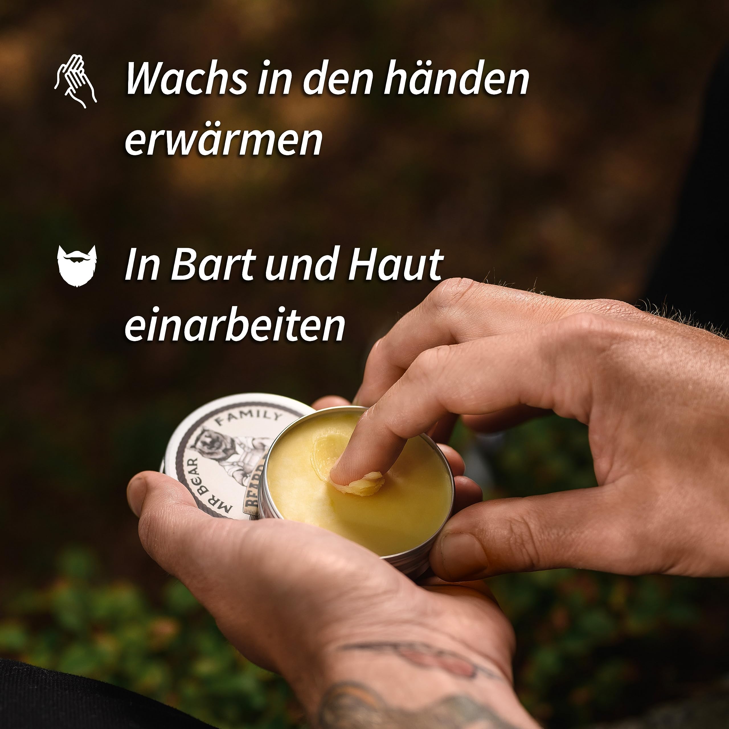 Mr Bear Family Bartbalsam Männer - Citrus - pflegender Bart Balsam - Bartwachs mit Shea Butter, Jojobaöl und Bienenwachs - Bartwichse Schnurrbart & Vollbart Bart Styling - Beard Balm 60ml