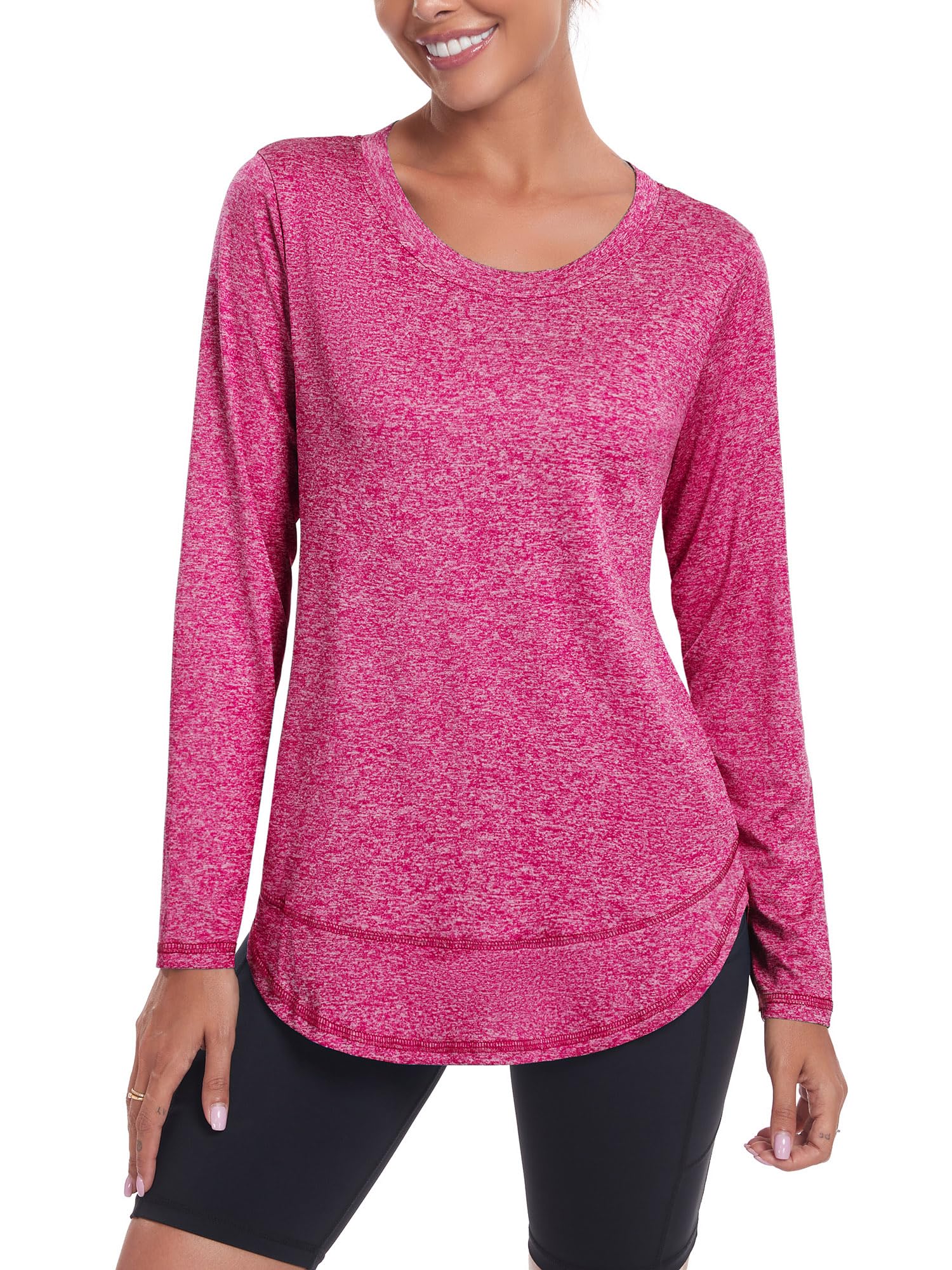 Deaviya Camiseta deportiva de manga larga para mujer, camiseta de manga larga holgada, camiseta deportiva para mujer, camiseta funcional de manga larga para mujer, camiseta informal de fitness