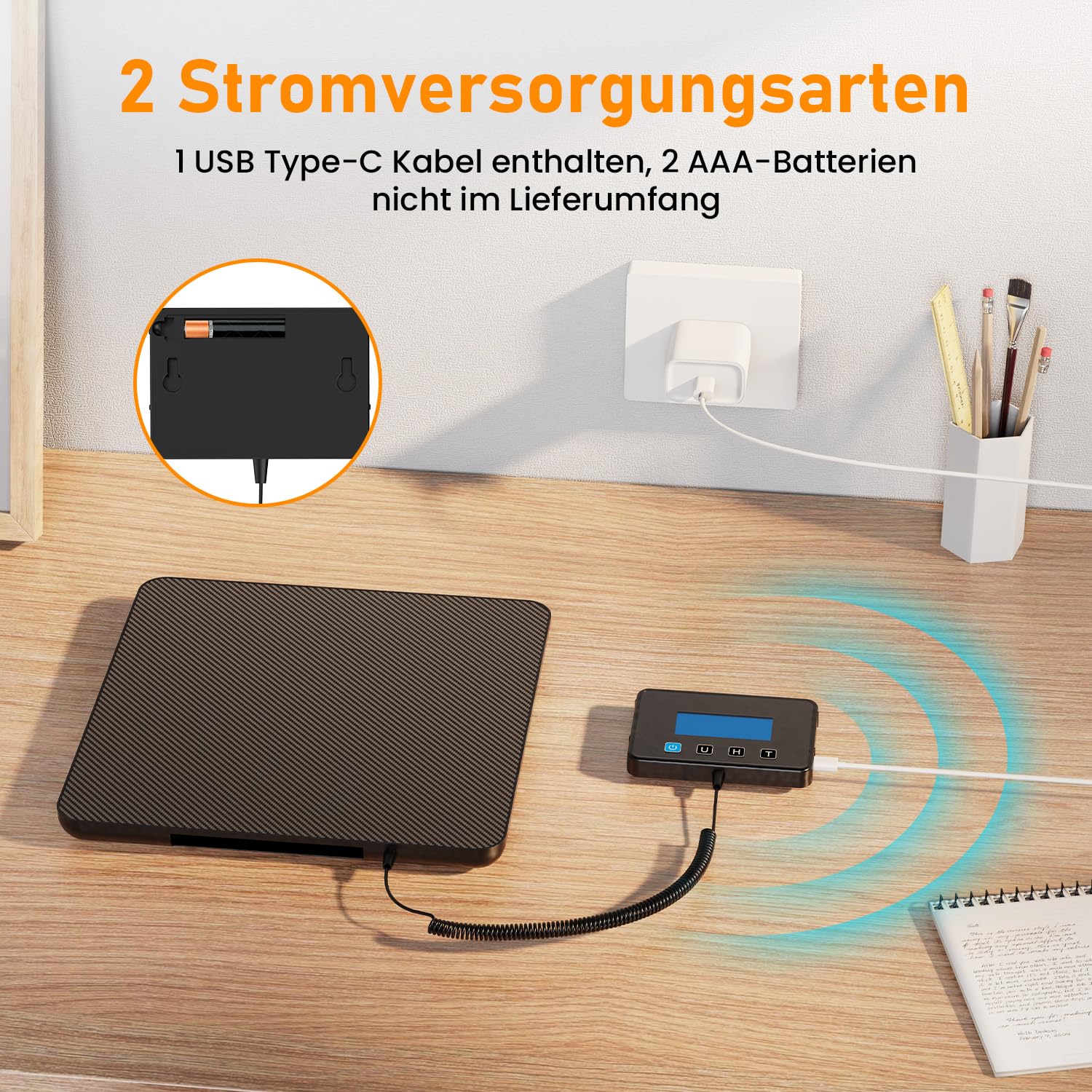Präzise Plattformwaage 200 kg/10 g, Industriewaage mit LCD-Display, Halte- & Tara-Funktion, Lagerwaage