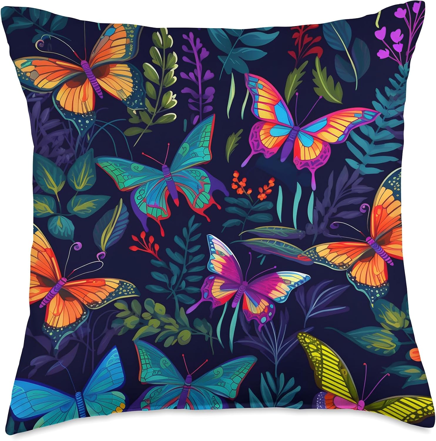 Nature's Neighborhood Vivid Butterflies Throw Pillow, 16x16, Multicolor