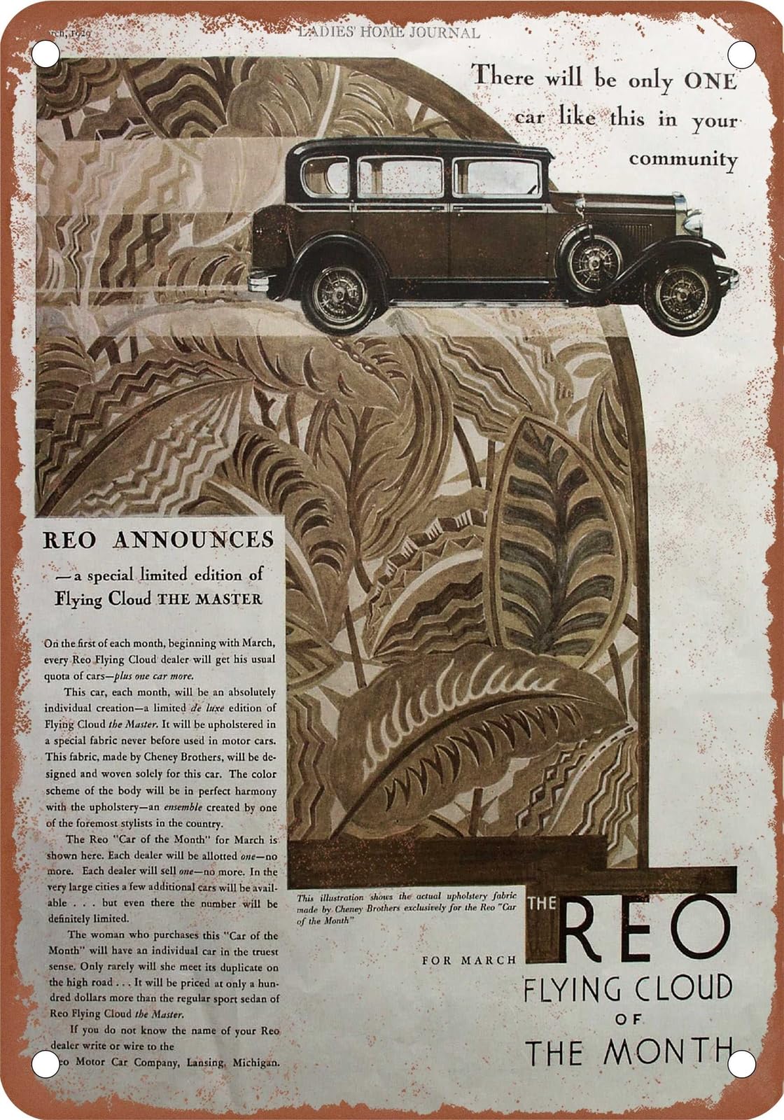 Miaomansenstore Metal Sign - 1929 Reo Vintage Ad 01 - Old Retro Rusty Look Home Decor