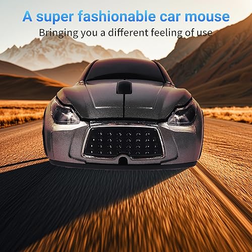 Miniatura 9 de elec Space Ratón inalámbrico, mouse con forma de automóvil con faros LED, mouse de 2.4 G para niños con receptor USB, 1600 DPI lindo mouse para