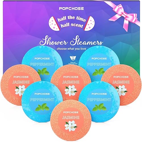 POPCHOSE Vaporizadores de ducha para aromaterapia, tabletas de ducha para bombas de baño, paquete de 8, cuidado personal y relajación de spa, jazmín