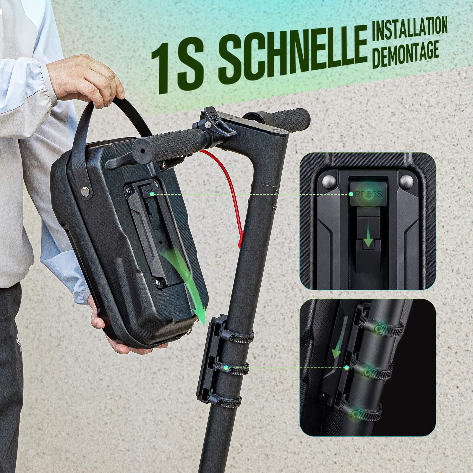 Jeebel 3/4/5L E Scooter Tasche, Große Kapazität wasserdichte Lenkertasche mit Schnellverschluss-Montage, Universal Eva Vorderasche Für Elektroroller Xiaomi, Mijia, Sedway, Ninebot (4,5 L)
