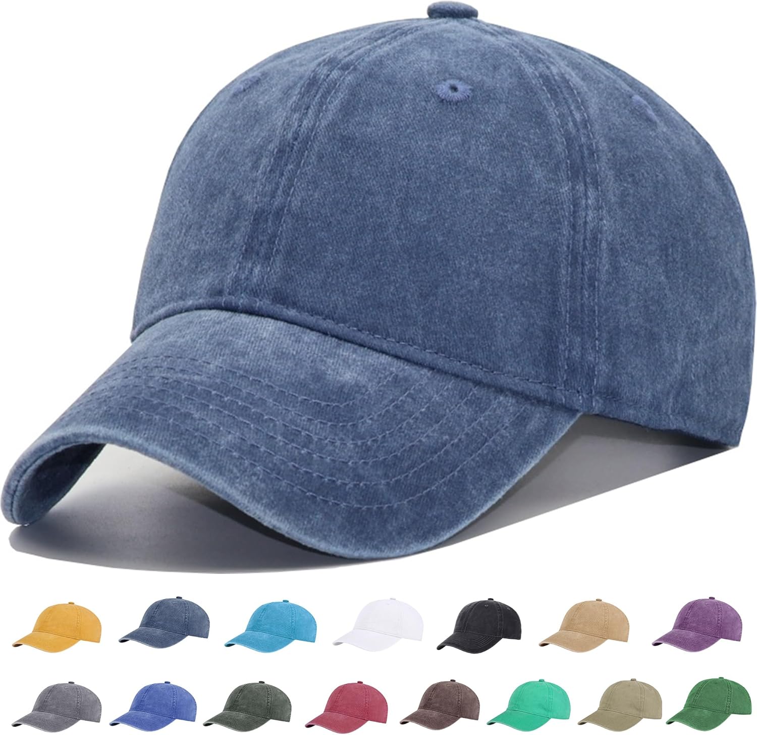 YEANIY Vintage Washed Cotton Plain Baseball Caps Adjustable Unstructured Soft Blank Casual Dad Ball Hats for Men Women