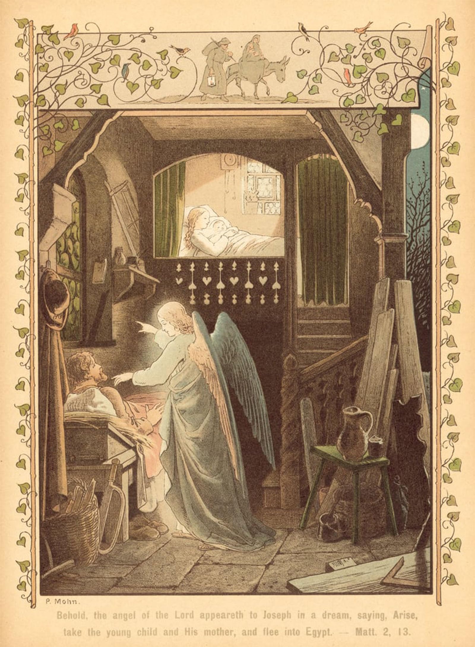 POSTERIIk Vintage Classic Picture Landscape Artwork the Angel Appearing to by Paul Mohn Portrait Canvas Painting for Office Home Decor 60x90cm