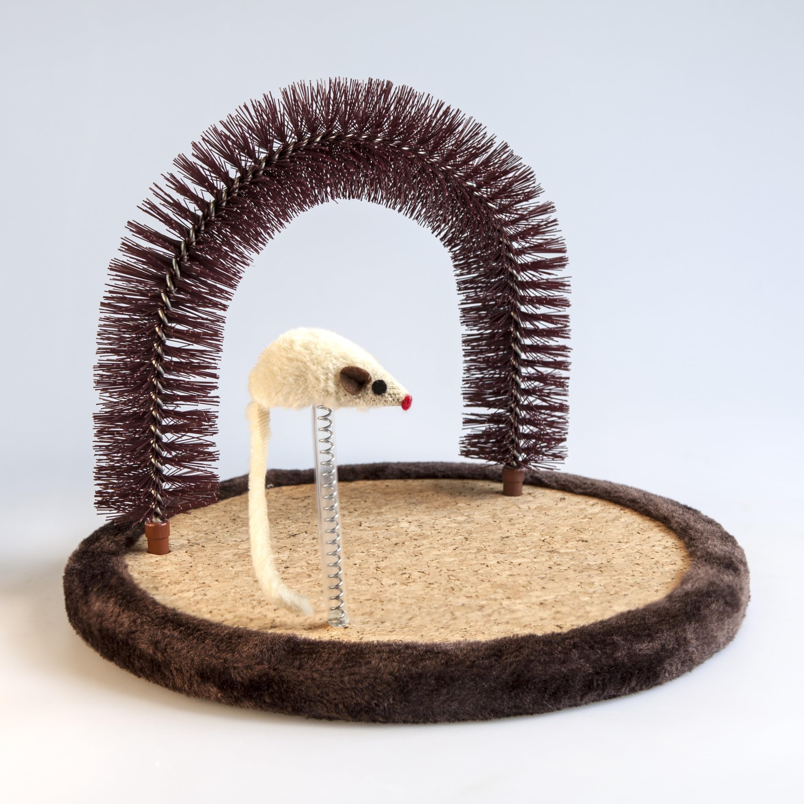 Happi N Pets Kratzpfosten, Große Selbstpflegegerät, Katzen-Selbstmassagegerät, Katzenhaarbürste für die Pflege mit robuster Katzenkratzpad und Katzenminze, interaktive Maus-Spielzeug für Kätzchen