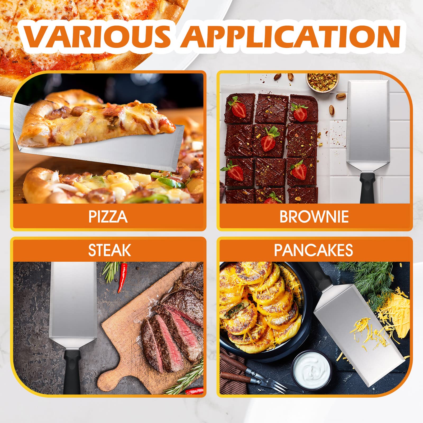 20 piezas de espátula pequeña de brownie para pizza, servidor de pastel de acero inoxidable, espátula para hornear, pala triangular con mango de madera para postres, pastel de pizza, pastel de 6