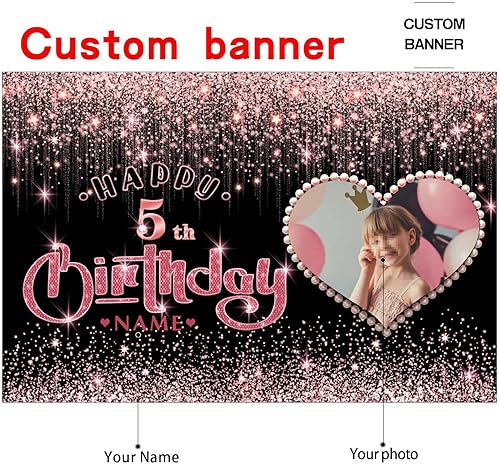 Vista 84 de Cartel personalizable de decoración de feliz cumpleaños número 49 de oro rosa – Personalización de gran tamaño fondo de fotos – Admite fotos