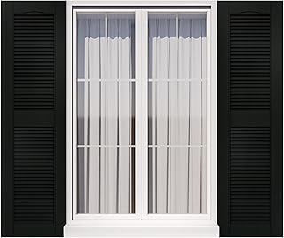 Exterior Window Shutters - Weather-Resistant Polypropylene, Easy DIY Install - Louver Shutters for Windows Outside, Vinyl, Brick, 14.5"W*35" H, Black