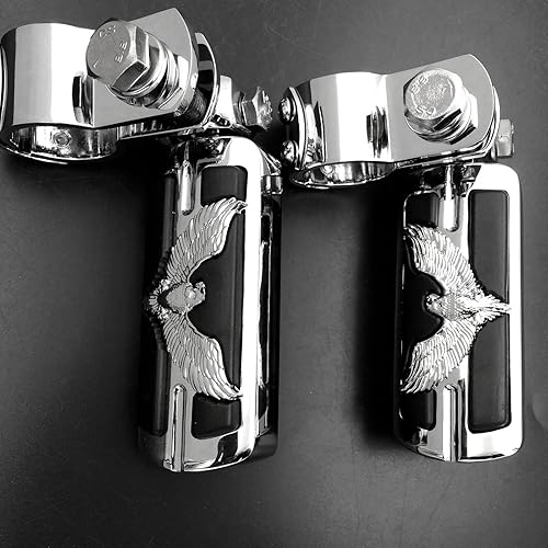 Miniatura 4 de XKH - Eagle Hawk Shape 1" 1-1/4" Highway Stiletto 4475 Pinzas de pie compatibles con Honda GoldWing GL1800 1500 1100 1200 Cuerpo cromado de goma