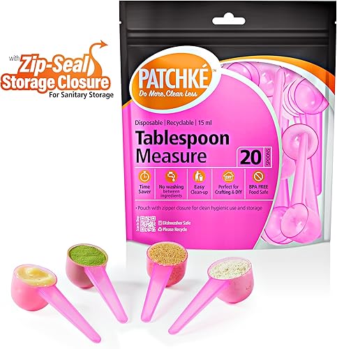 Miniatura 8 de Juego de 40 cucharas medidoras de plástico: 20 cucharaditas y 20 cucharadas. Perfecto para colocar en frascos, fórmula de medición, café y comida