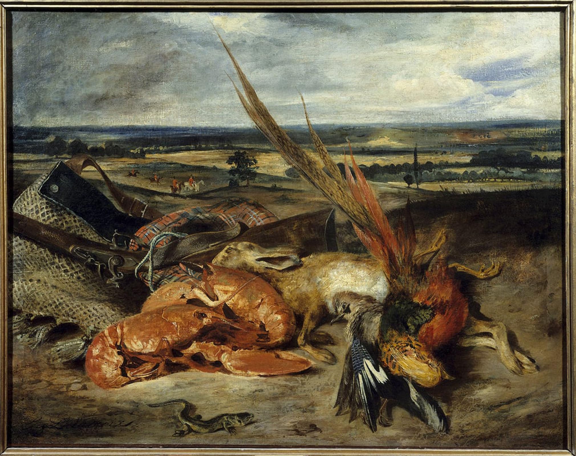 ARTXLXXBN Famous Prints Artwork Pictures Poster Painting Art Painting of Still Life with Lobster and Trophies of Hunting by Ferdinandeugene Delacroix Artwork Landscape Pictures for Home Decor 60x90cm
