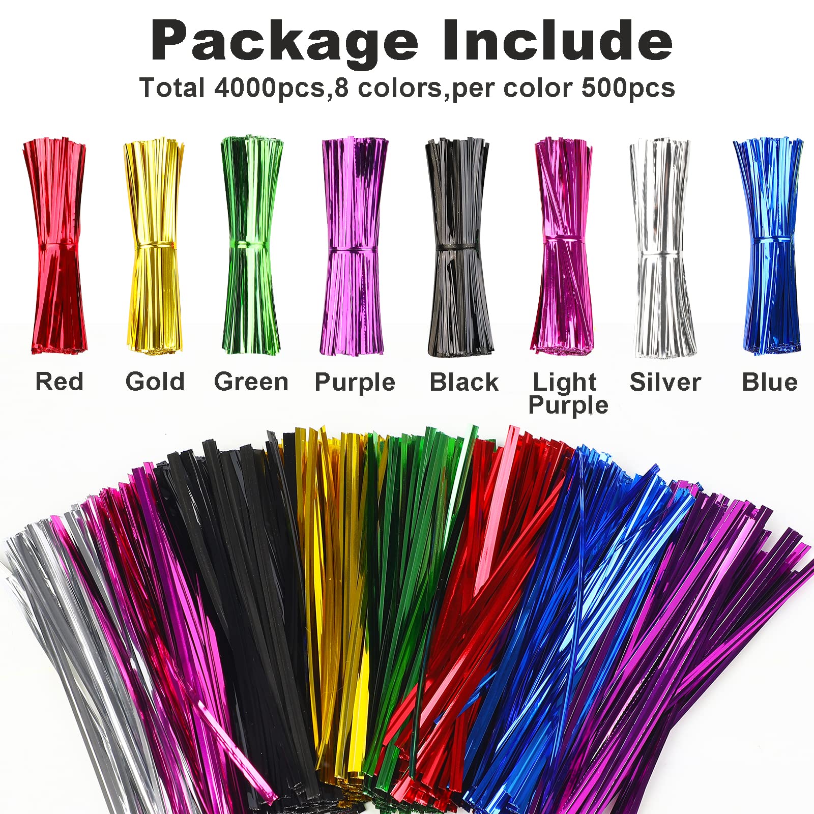 Amazon.co.jp: KIMOBER ツイストタイ 4000個 8色 プラスチック 4.7