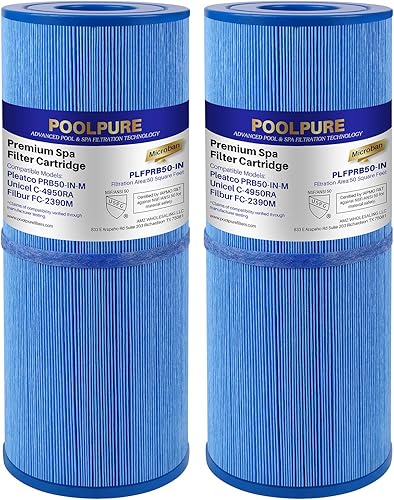POOLPURE Filtro antimicrobiano de spa de repuesto para Pleatco PRB50-IN-M, Unicel C-4950RA, Guardian 413-212-02, Filbur FC-2390M, 17-2380, filtro