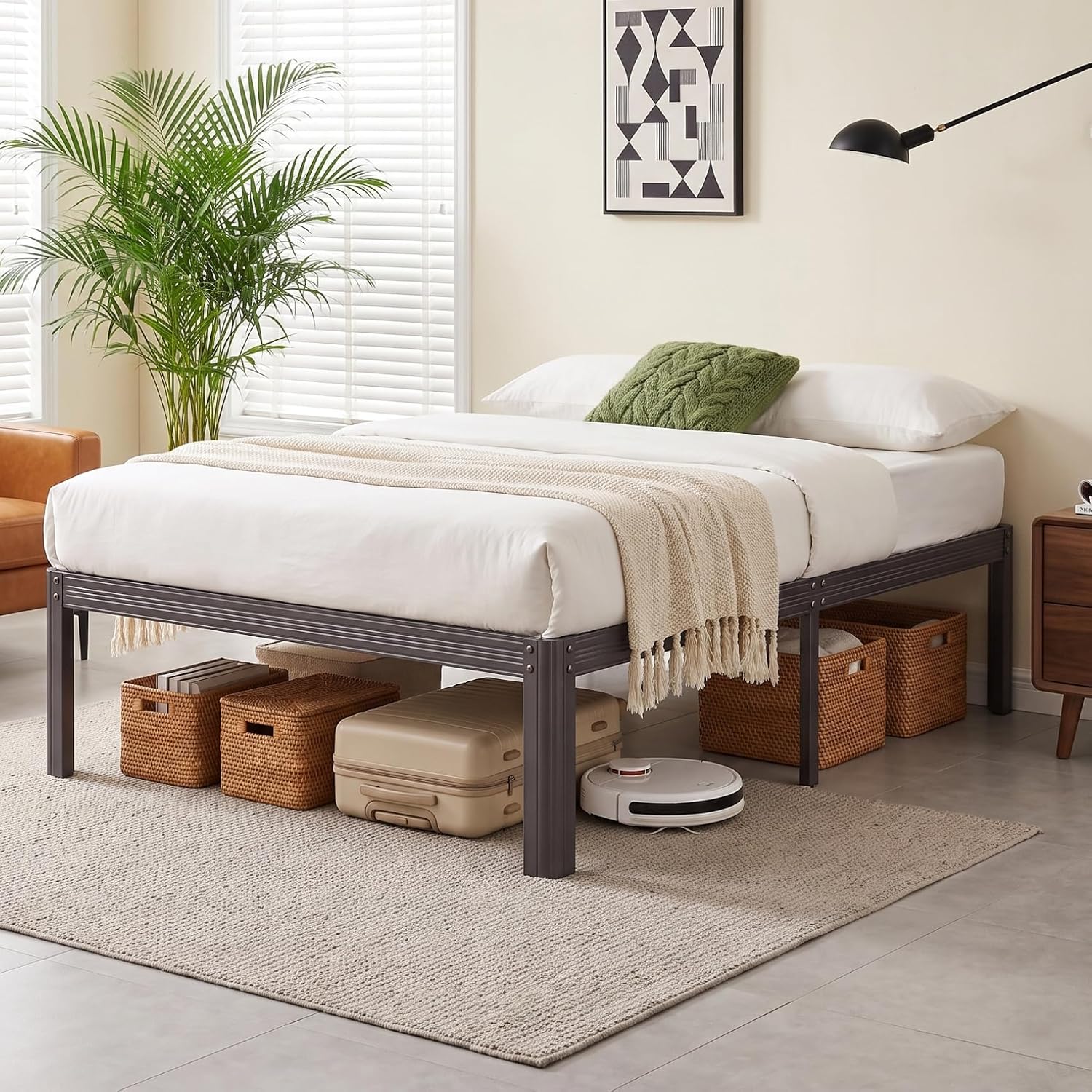 14 Inch Twin Metal Bed Frame with Round Corner, Heavy Duty Platform Bed Frame No Box Spring Needed, Contemporary Style, Noise Free, Easy Assembly, Black No Headboard Twin 14 Inch Ultra