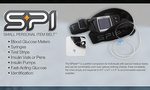 Miniatura 5 de SPIbelt Diabetic Belt Adultos no rebota cinturón discreto con hoyo para bomba de insulina u otro dispositivo médico negro talla única