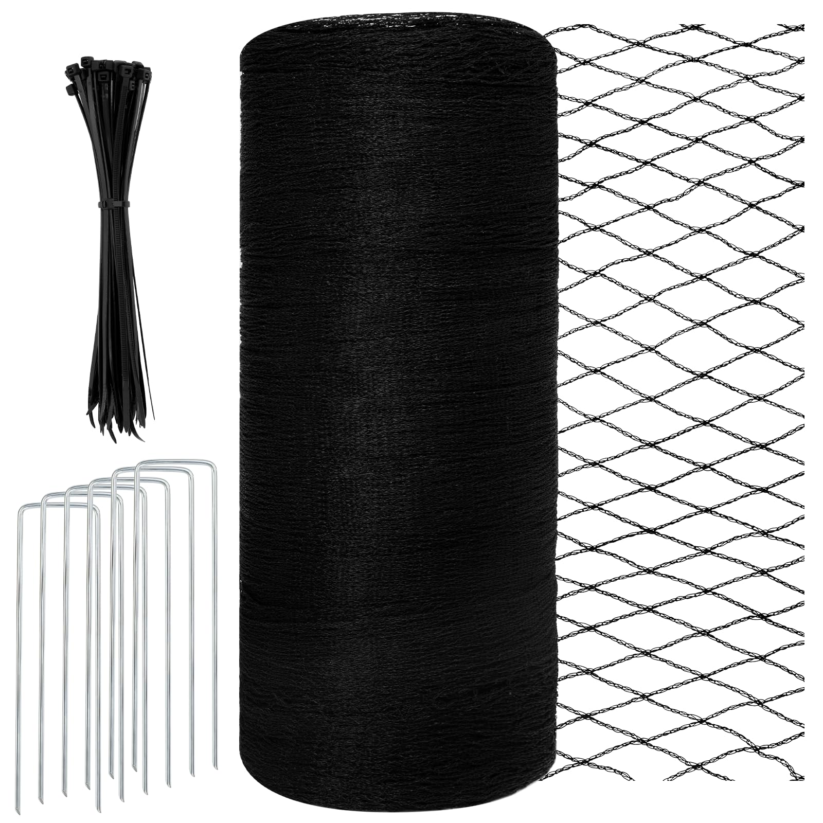WEXFFU Garden Netting, 4 X 10m Bird Netting For Garden, Extra Strong Woven Mesh 100 Cable Ties + 6 U-Shaped Ground Stakes, Allotment Cover & Pond Net Cover, Plant Protection, Cat Deterrent โ image 1