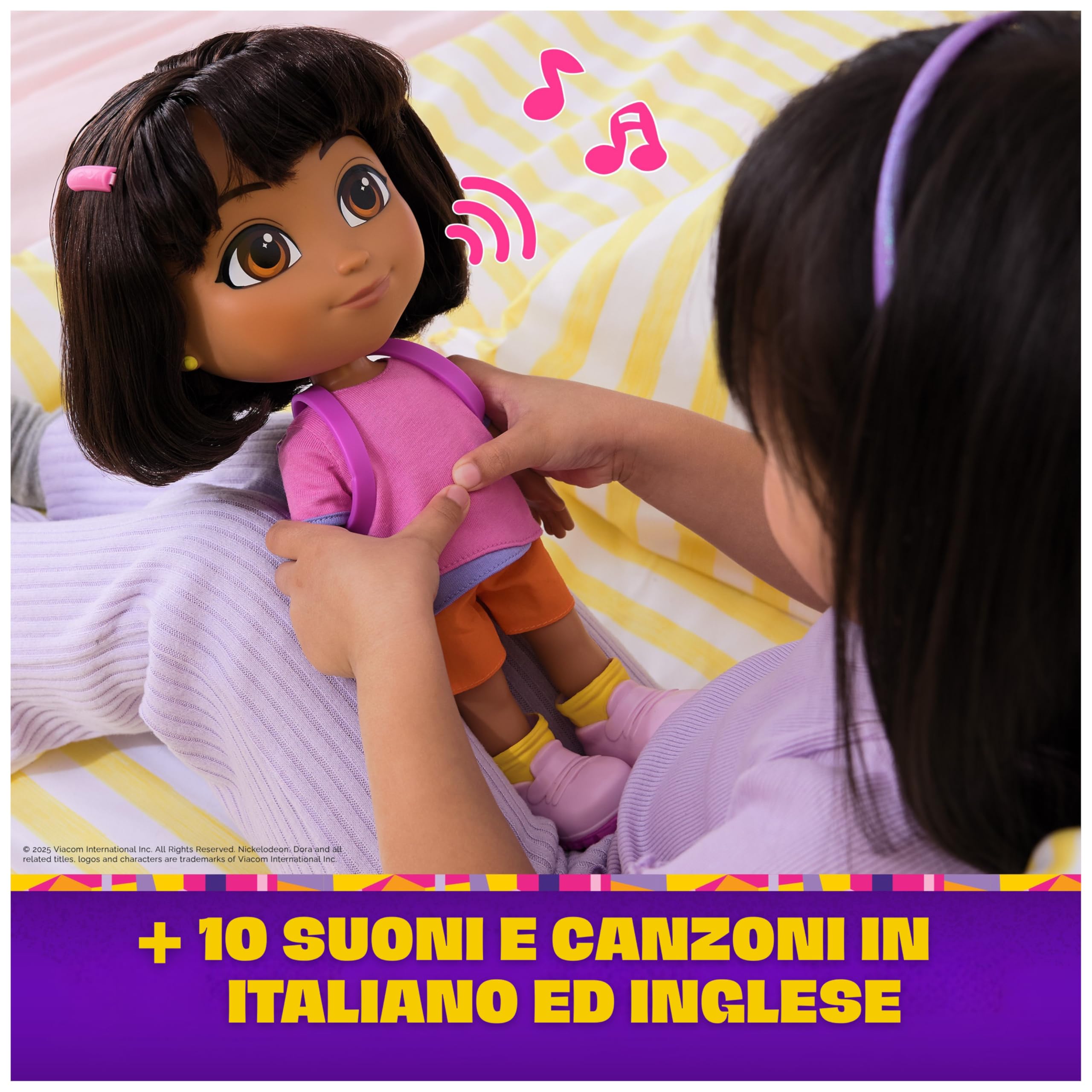 Dora l'Esploratrice, Bambola Canta ed Esplora con Musica, Effetti Sonori, Frasi Bilingue, Abiti e Accessori per Bambole, Giocattoli per Bambine e Bambini, 3+ Anni