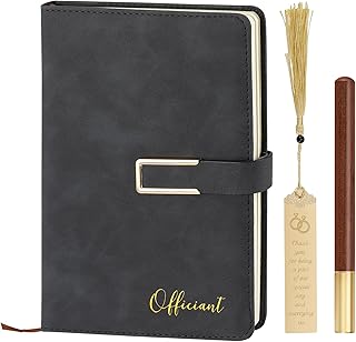 Sincerez Officiant Gift Set - Officiant book for ceremony, Wedding Officiant Gift and Gifts for Wedding day Officiant, Proposal Book/Binder for ceremony, Book set with bookmark, wooden pen and gift box (Black)