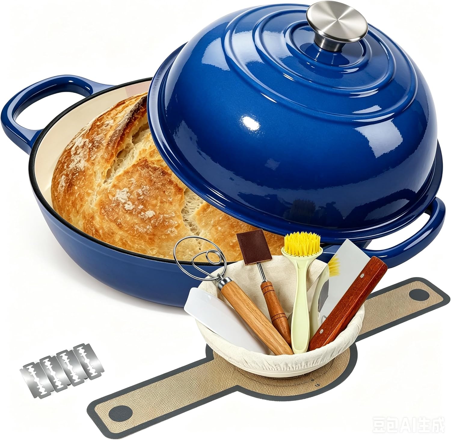 Sourdough Starter Kit With Dutch Oven,6QT Enameled Cast Iron Dutch Oven Pot