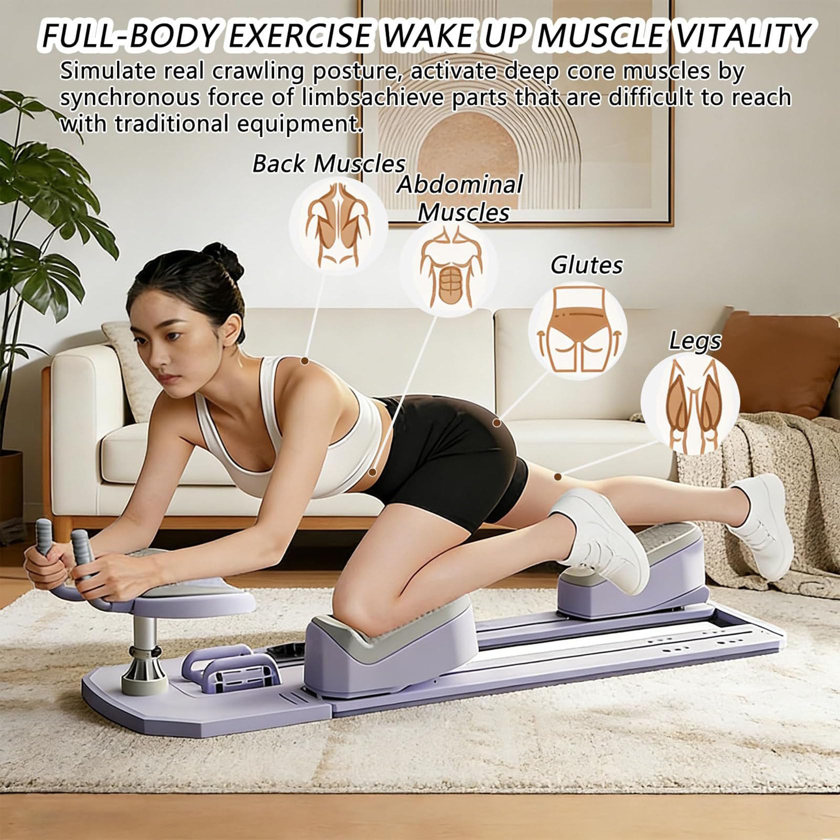 UrząDzenie Treningowe 6 W 1 (Trening Na Czworakach), SprzęT Fitness Do Wyszczuplania Talii, Profesjonalny PrzyrząD Do RozciąGania PlecóW I Treningu KręGosłUpa, Z Licznikiem Led, UdźWig 230 Kg Black