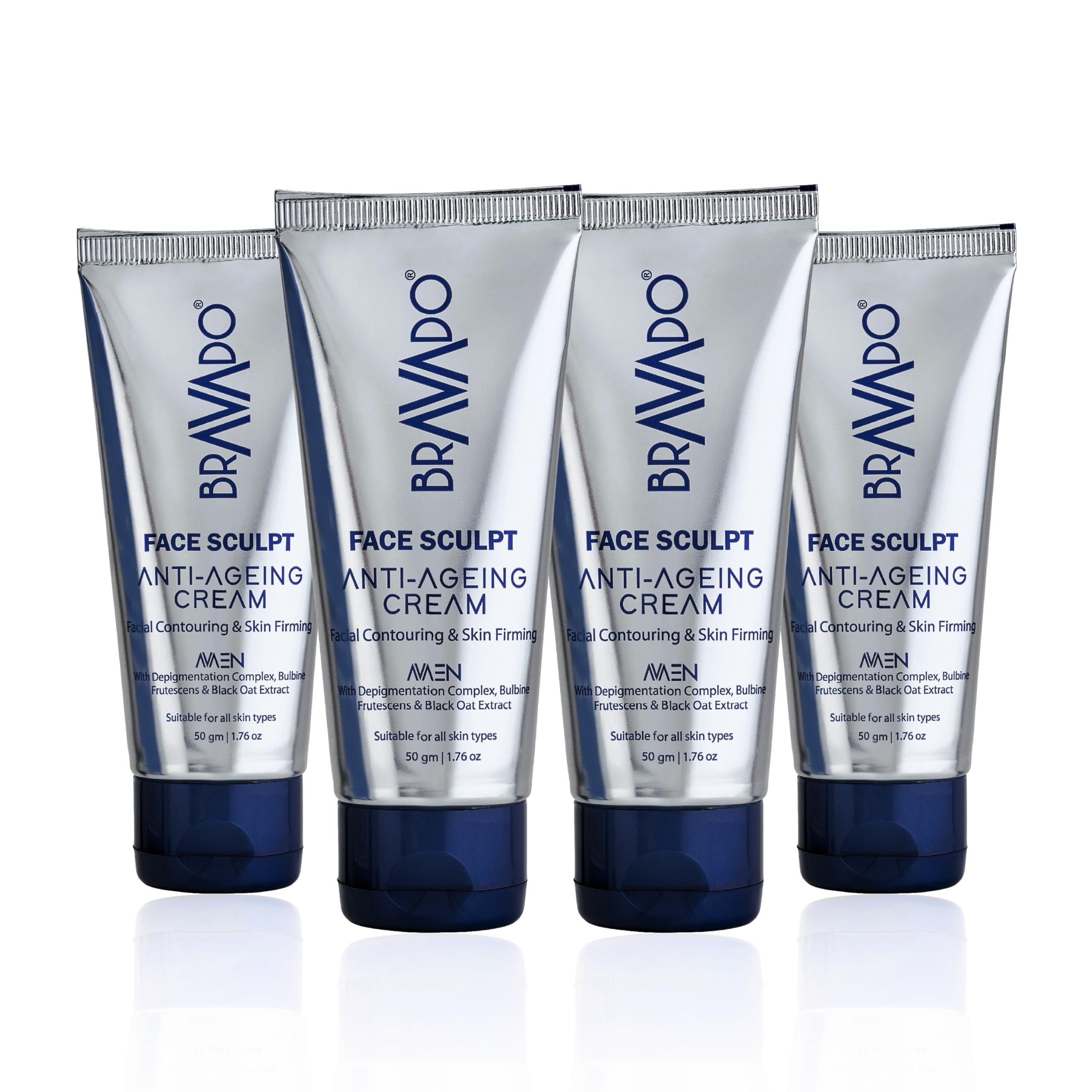 BRAVADO Face Sculpt Anti-Aging Cream (Pack of 4) Combo Pack | Firming & Wrinkle Repair Face Cream for Men | Collagen Boosting Skin Tightening Moisturizer | 50g Each