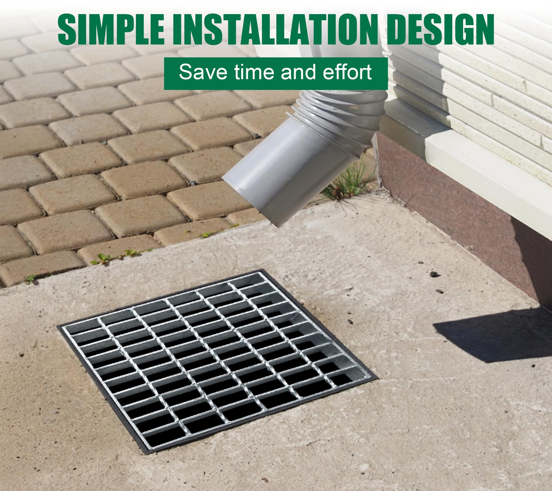 Natotela Galvanized Steel Drain Grating 300x300x30mm Durable Heavy Duty Metal Grating Square Gully Grid for 12" Square Catch Basin Outdoor Drainage Grates Thick for Garage Sewer Downspout Driveway - Image 3