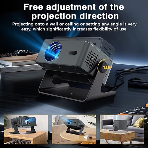 Miniatura 4 de Soporte 4K y enfoque automático Proyector con WiFi y Bluetooth, proyector nativo 4K 1080P Keystone & Zoom, altavoz de 20 W, proyector portátil