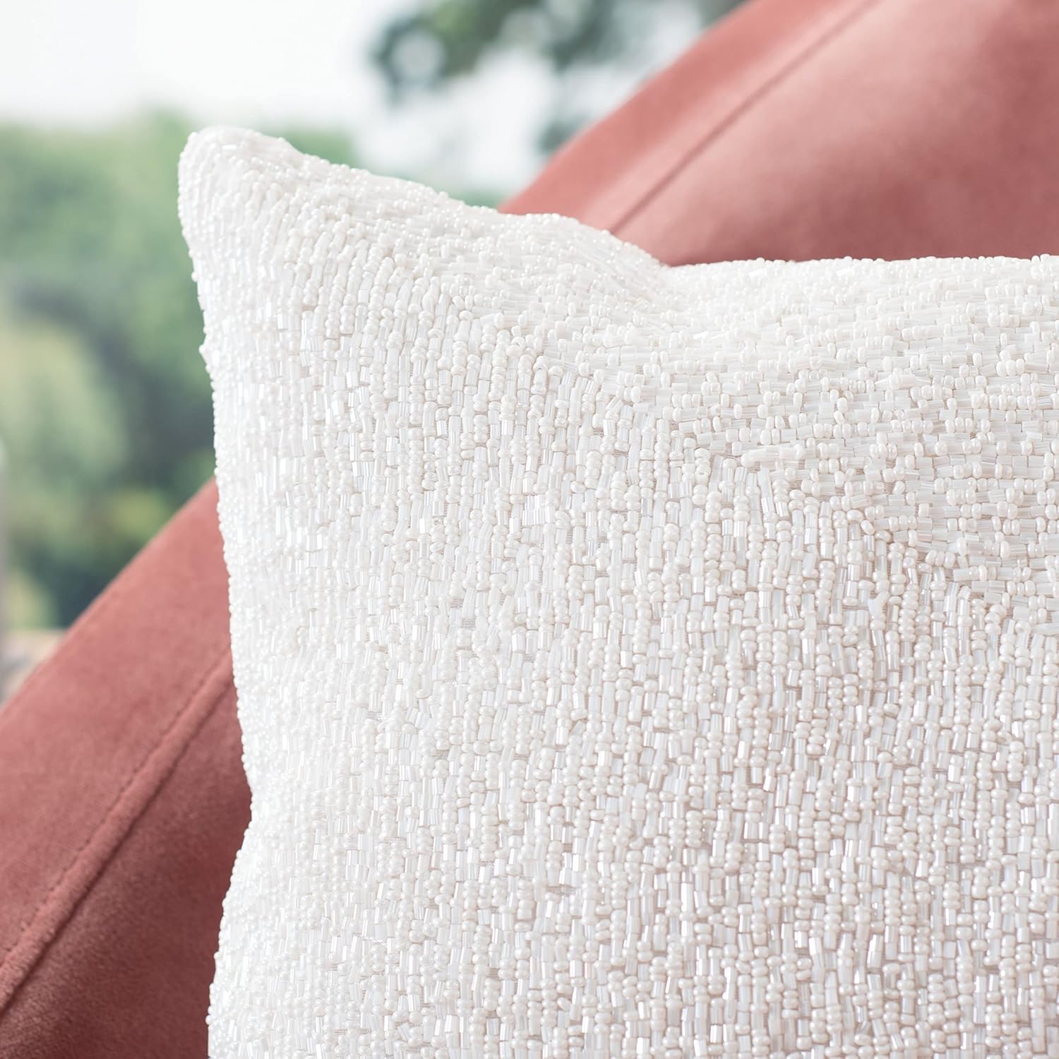 SAFAVIEH Pillow Collection 12 by 18-Inch, Glitter Sparkling Pearl Throw Pillows (Set of 2)