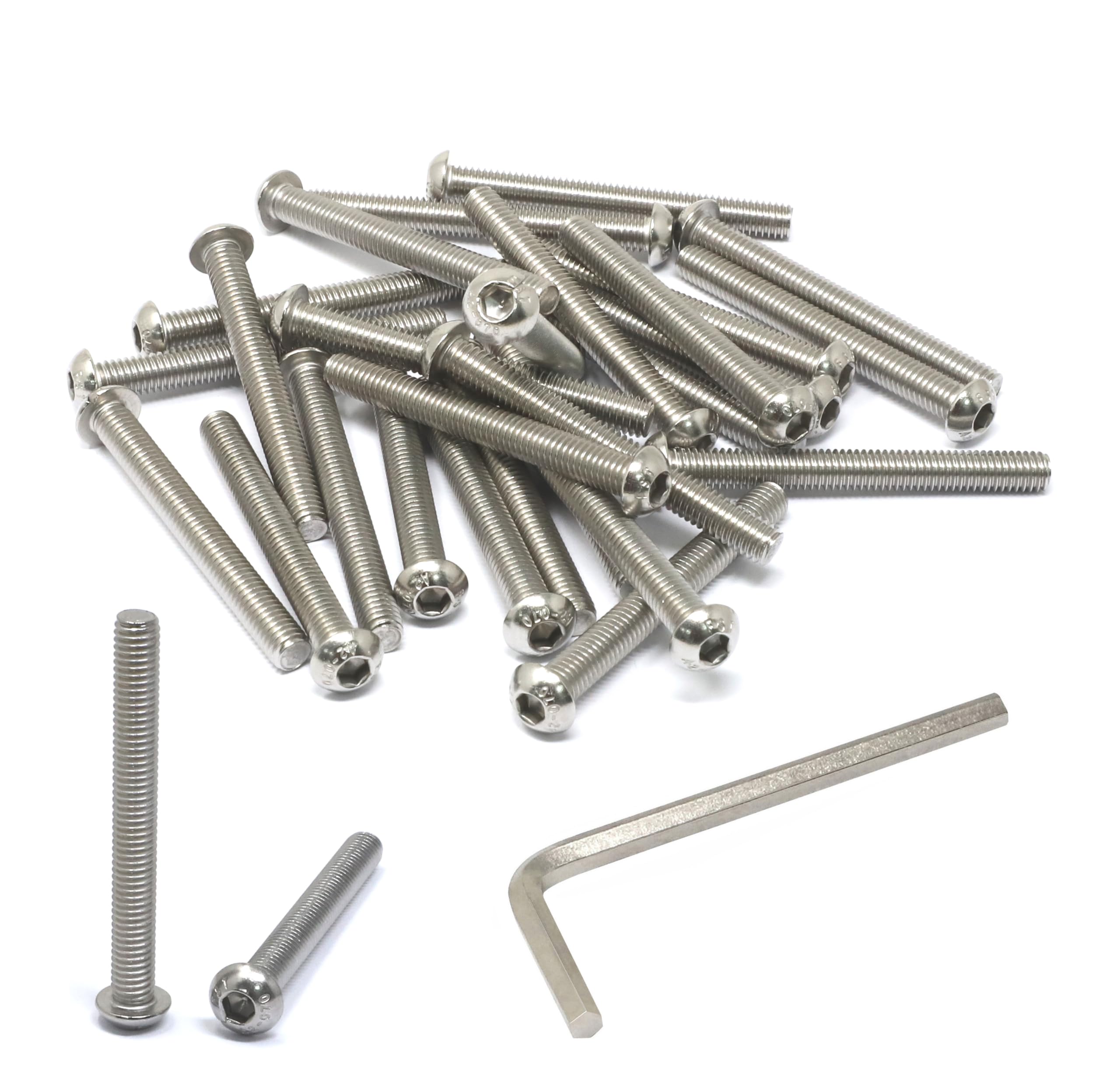 iexcell 25 Pcs M6 x 55mm Thread Pitch 1 mm Stainless Steel 304 Hex Socket Button Head Cap Screws Bolts Kit