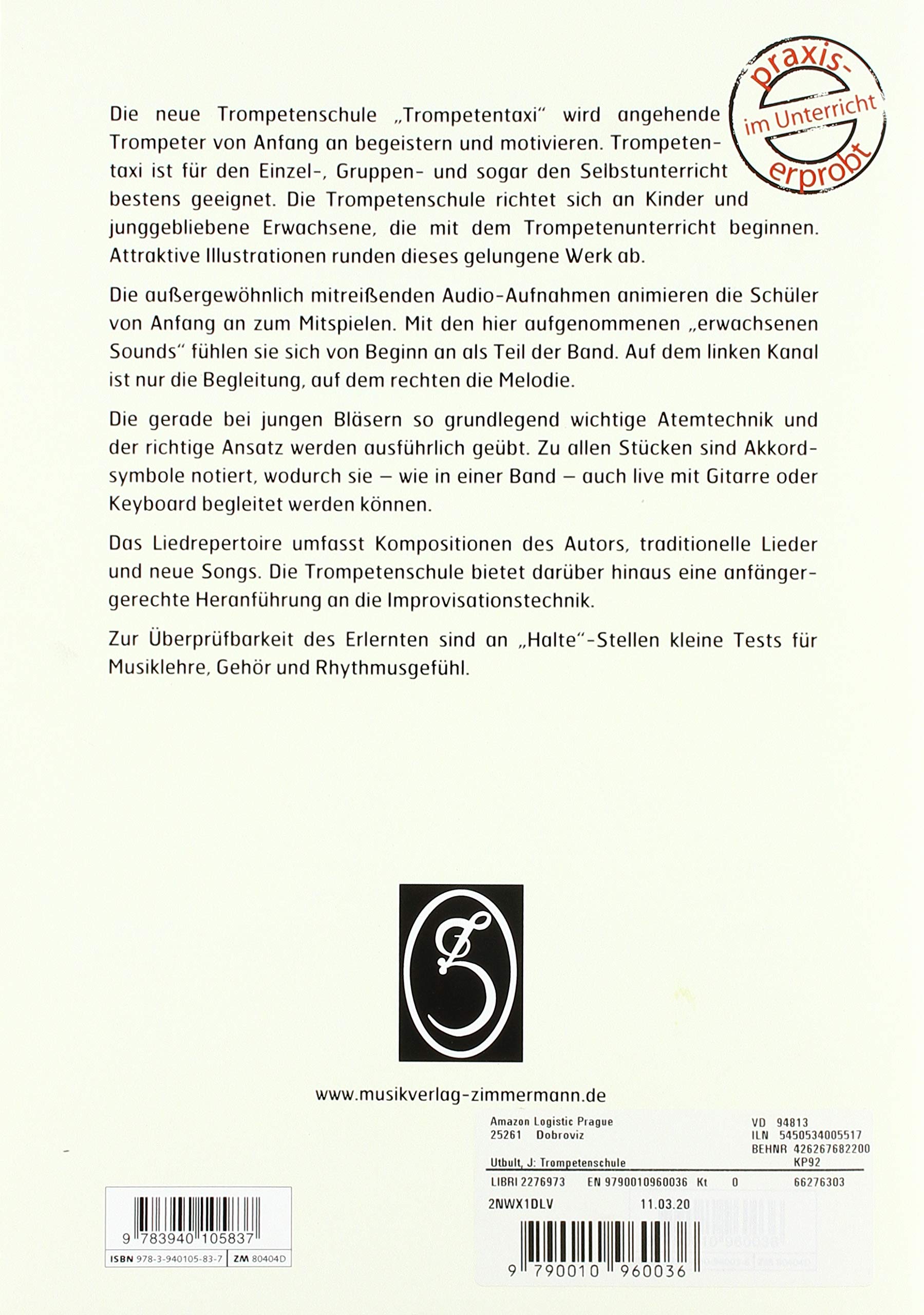 Die Trompetenschule: Trompetentaxi. Band 1. Trompete. Ausgabe mit Online-Audiodatei.