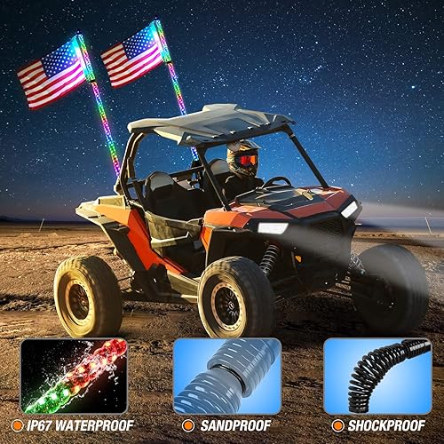 Miniatura 3 de Nilight 2 luces LED RGB en espiral de 3 pies con base de resorte luz de persecución de control remoto RF antena iluminada para Can-Am ATV UTV RZR