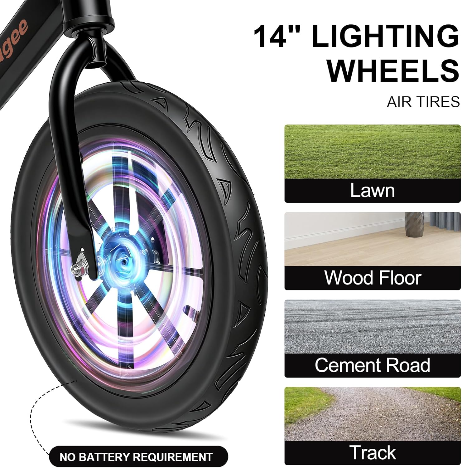 Toddler Balance Bike,14" Lighting Wheels,Air Tires,Kids' Balance Bikes for 3-6 Years Old with Adjustable Seat,No Pedal Training Bicycle for Boys Girls Birthday Christmas