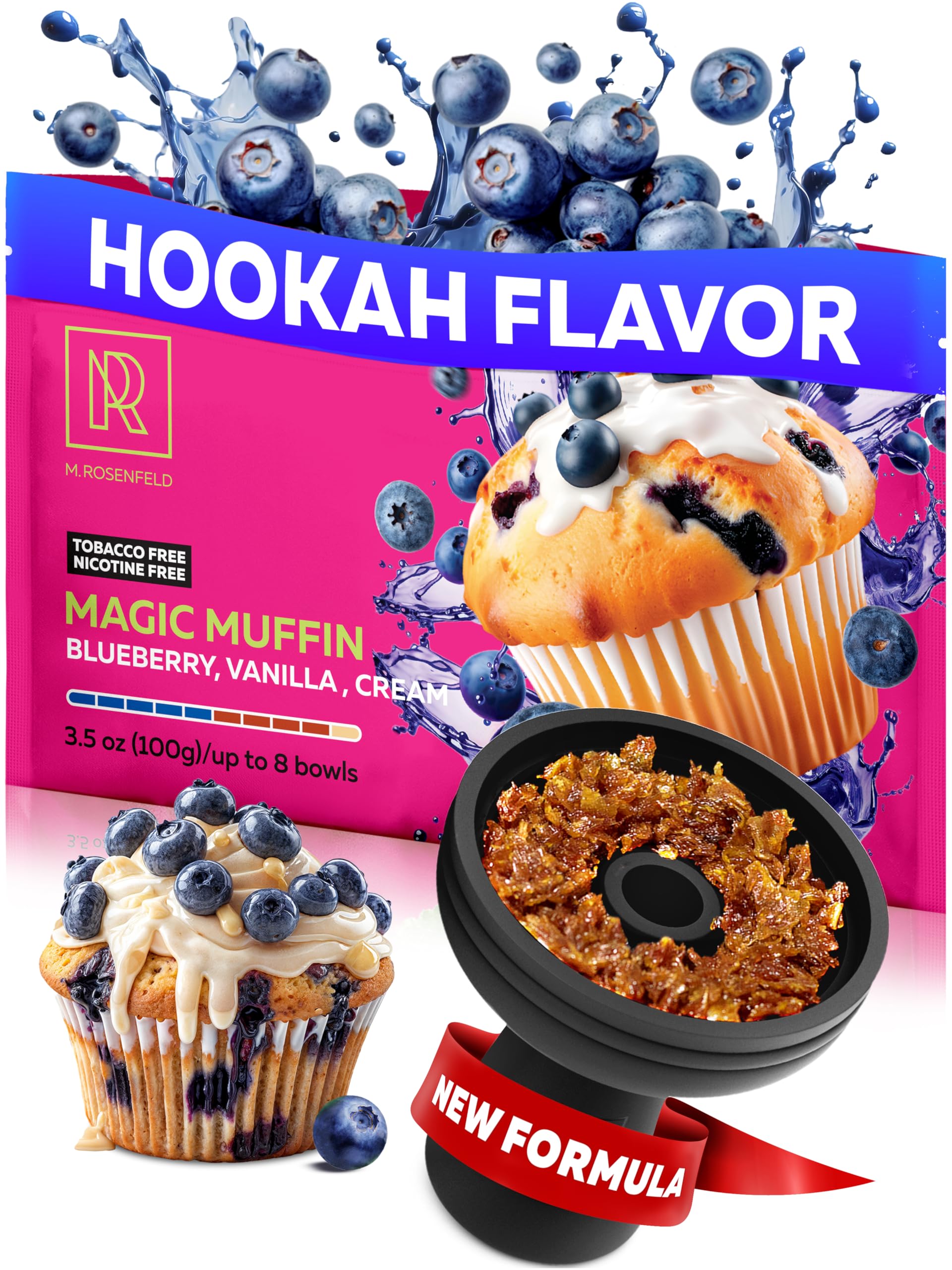 Blueberry Muffin Shisha Hookah Flavors – 3.5 oz (100g) Tobacco Free & Nicotine Free Shisha – Premium Non-Tobacco Hookah Flavors – Long-Lasting & Rich Smoke