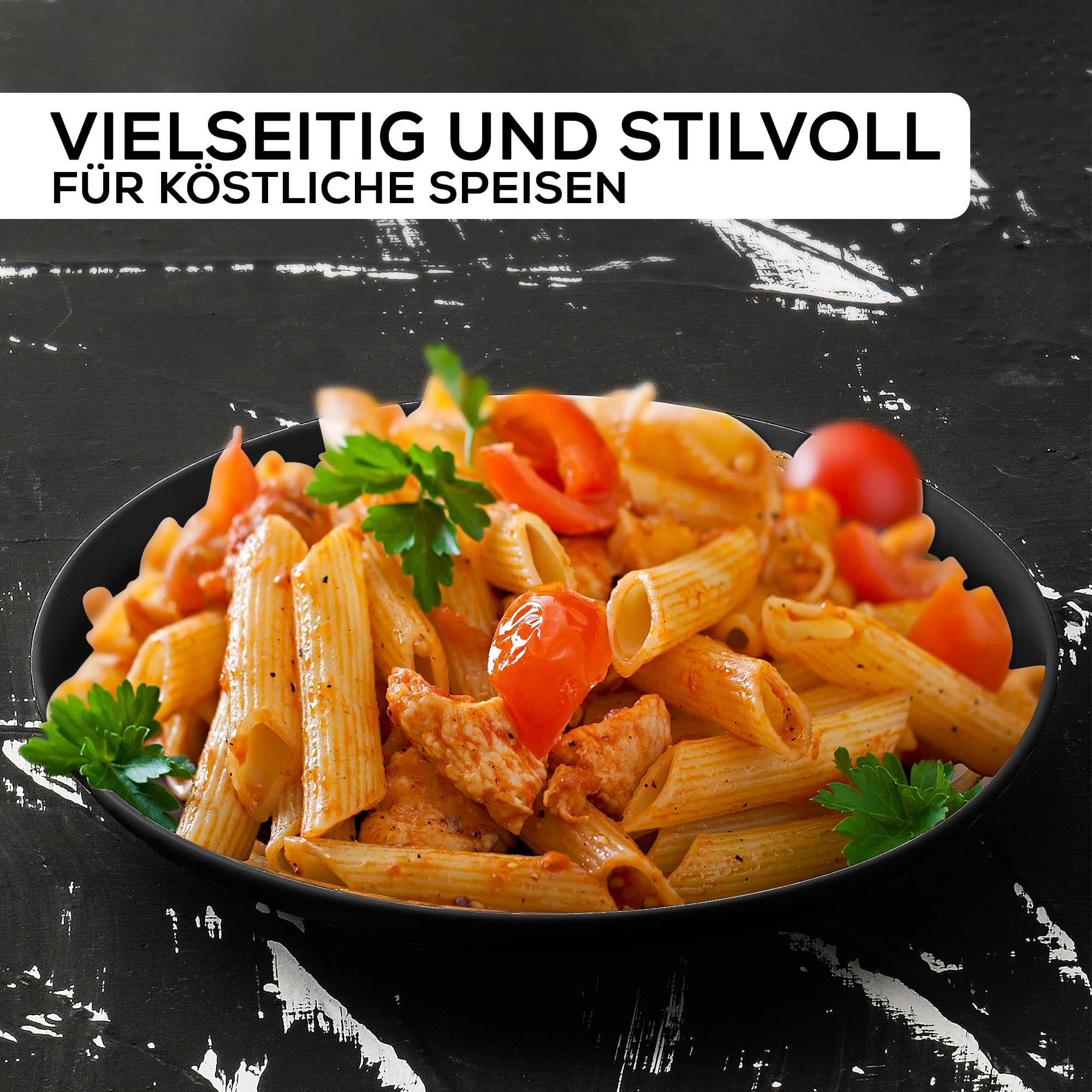 MIAMIO - 24 teiliges Tafelservice Steingut Keramik Geschirrset, Kombiservice für 6 Personen - Geschirr Spülmaschinen- und Mikrowellenfest - Palmanova Kollection (Schwarz)