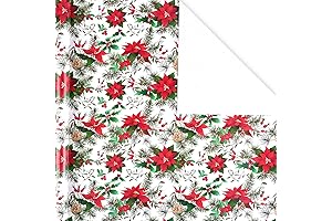Bolsome 12 Sheets Christmas Pinecones Poinsettias Wrapping Paper