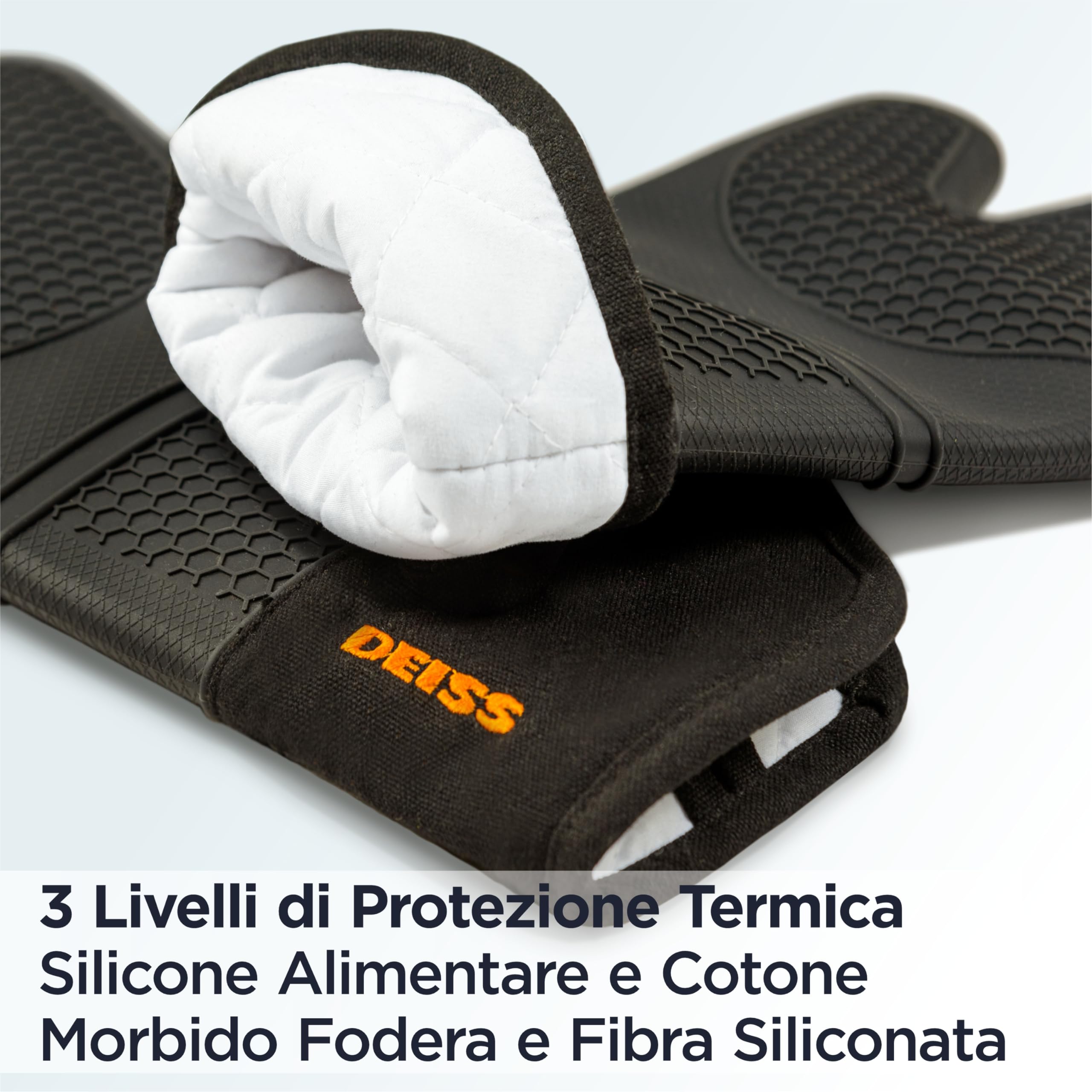 Guanti Da Forno Deiss PRO - In Silicone Resistente Al Calore (500°F), Con Fodera In Cotone - Impermeabili E Lunghi - Foto 4