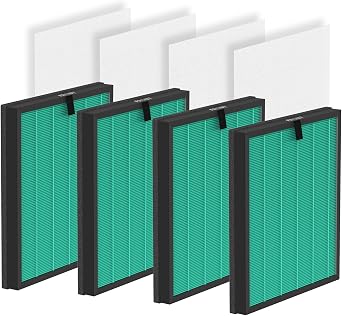 4 Pack HY4866 Filters Replacement Compatible with MORENTO WESTHEY HY4866, YIOU M1 Air Cleaner Purifier, H13 True HEPA Enhanced Pet Care Version Air Replacement Filter + 4 Pack Extra Pre-filter