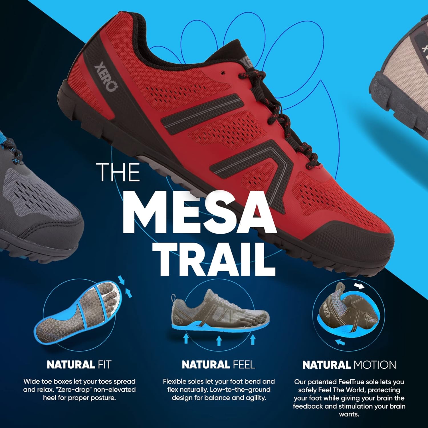 Vista 3 de Xero Shoes Tenis de correr Mesa Trail para hombre, ligeros caminos descalzos