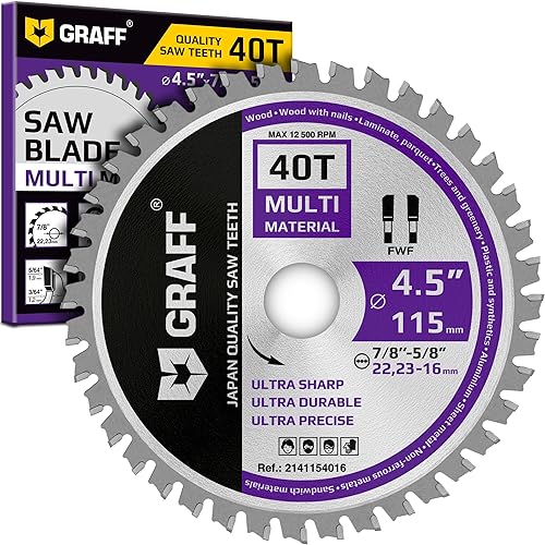 Miniatura 13 de Juego de hojas de sierra circular para amoladora angular de 4-1/2 pulgadas para madera, madera contrachapada, laminado, paneles de yeso, plástico,