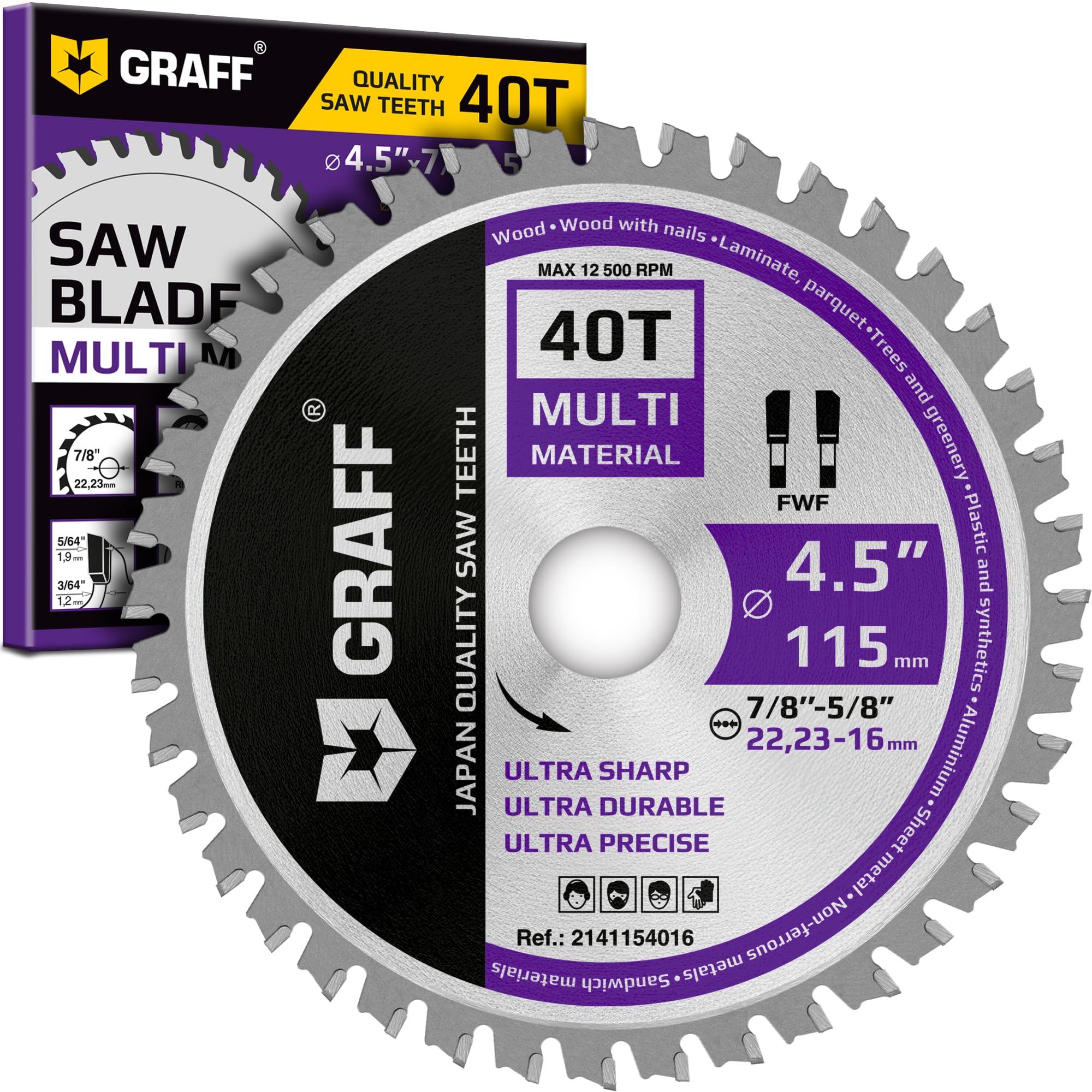 GRAFF Angle Grinder Blades - 4.5" Wood Cutting Set -19