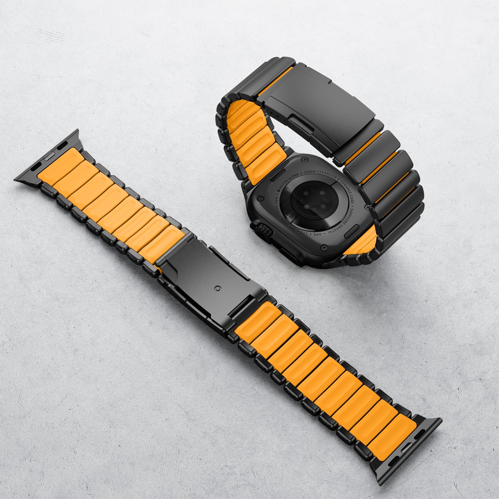 SEURE Titan Armband mit Watch Ultra 3/2/1 49mm,46mm 45mm 44mm Titan Metall Silikon Doppelschicht DLC-Beschichtung Ersatzarmband mit Faltschließe für Serie10 11