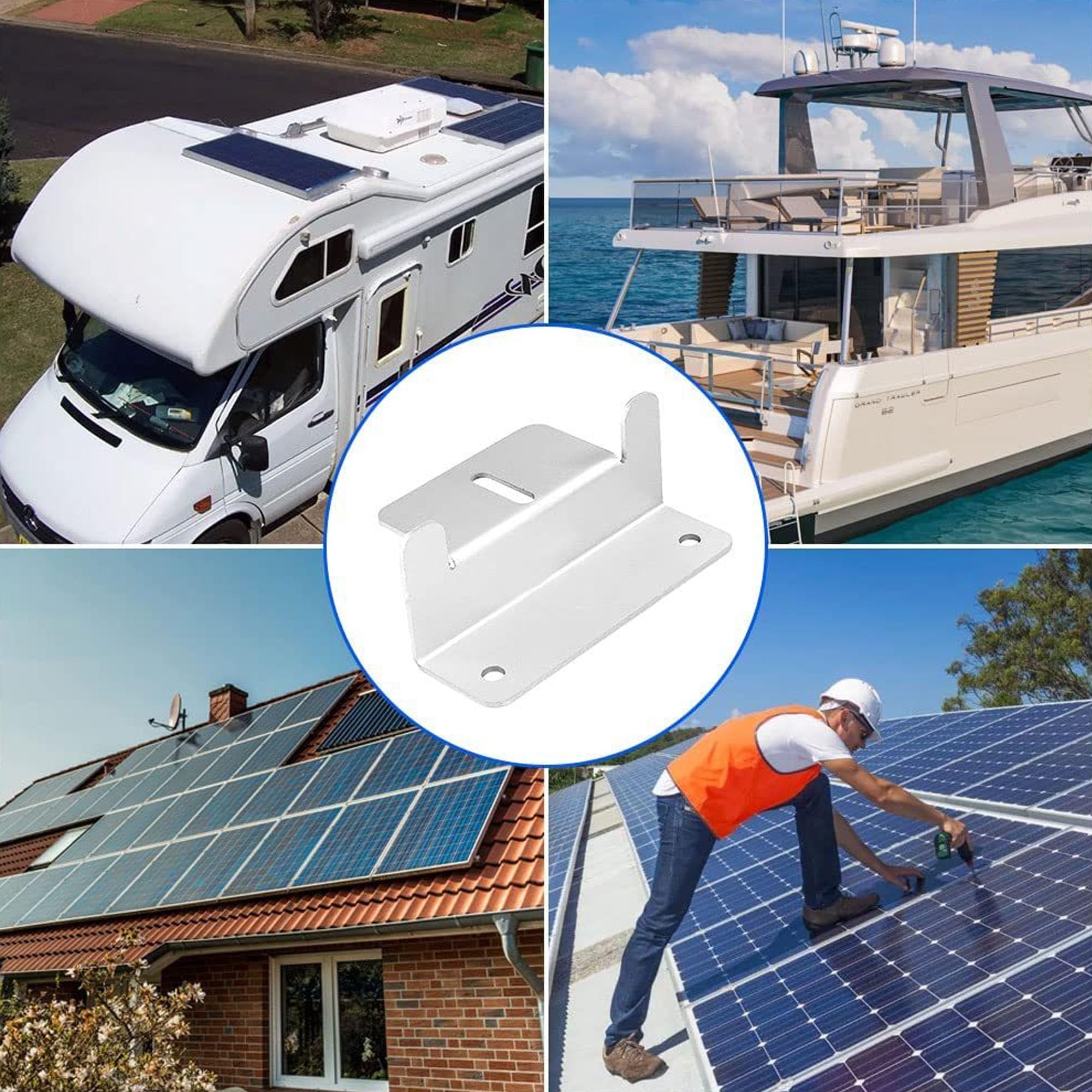 4 Staffe A Z Per Pannelli Solari - In Lega Alluminio, Con Bulloni, Per Tetto Barca O Camper, Fino A 200W - Foto 4