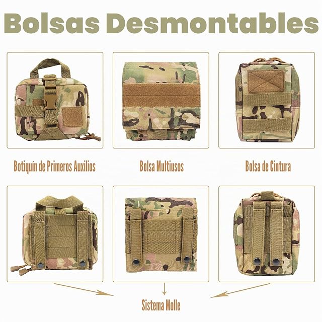 Foto 4 de 6 de AIWAI Arnés táctico para Perro con Bolsas,arnés de Chaleco para Perros Grandes y medianos con Paneles…