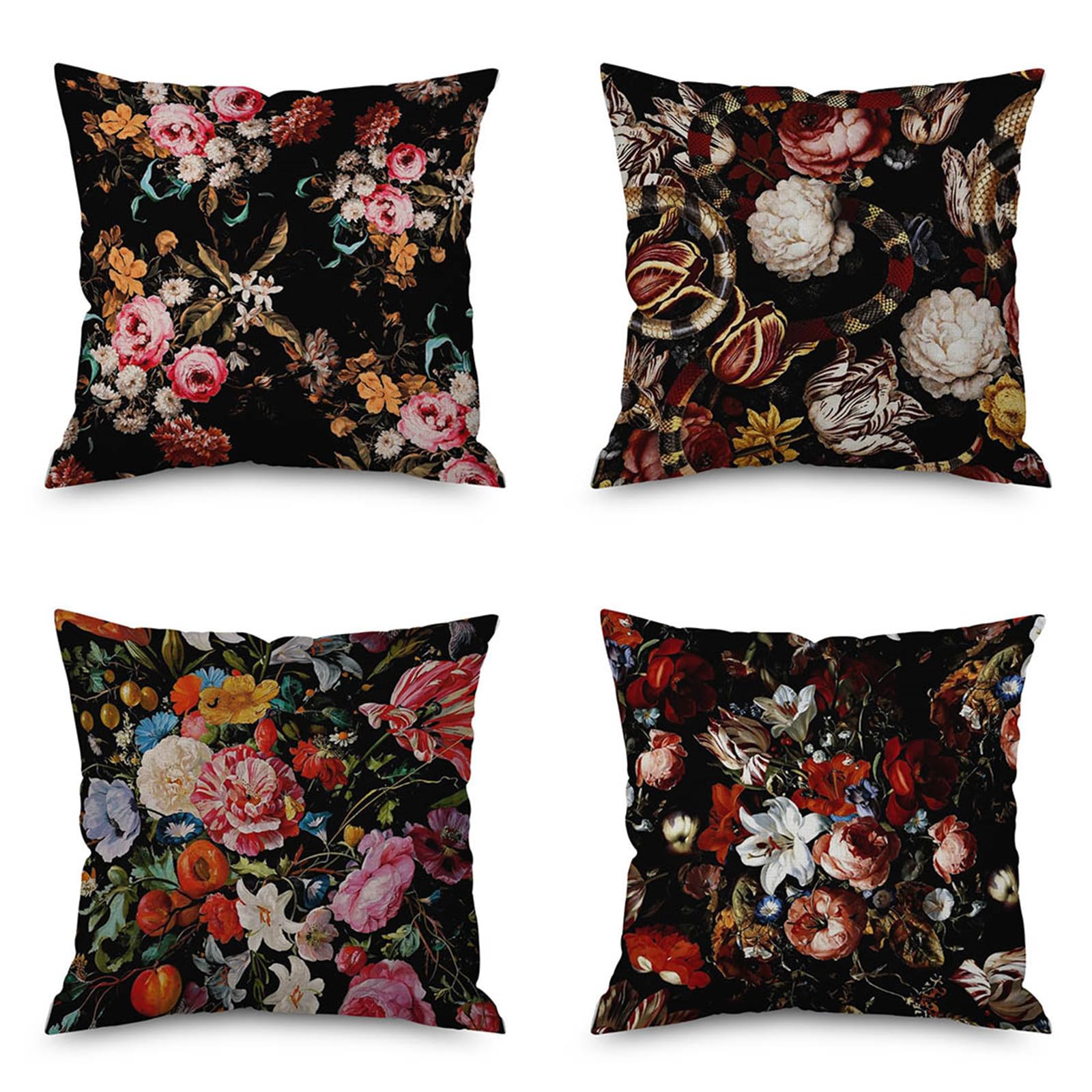 Housse de coussin en lin 50x50 haut de gamme imprimé floral double face