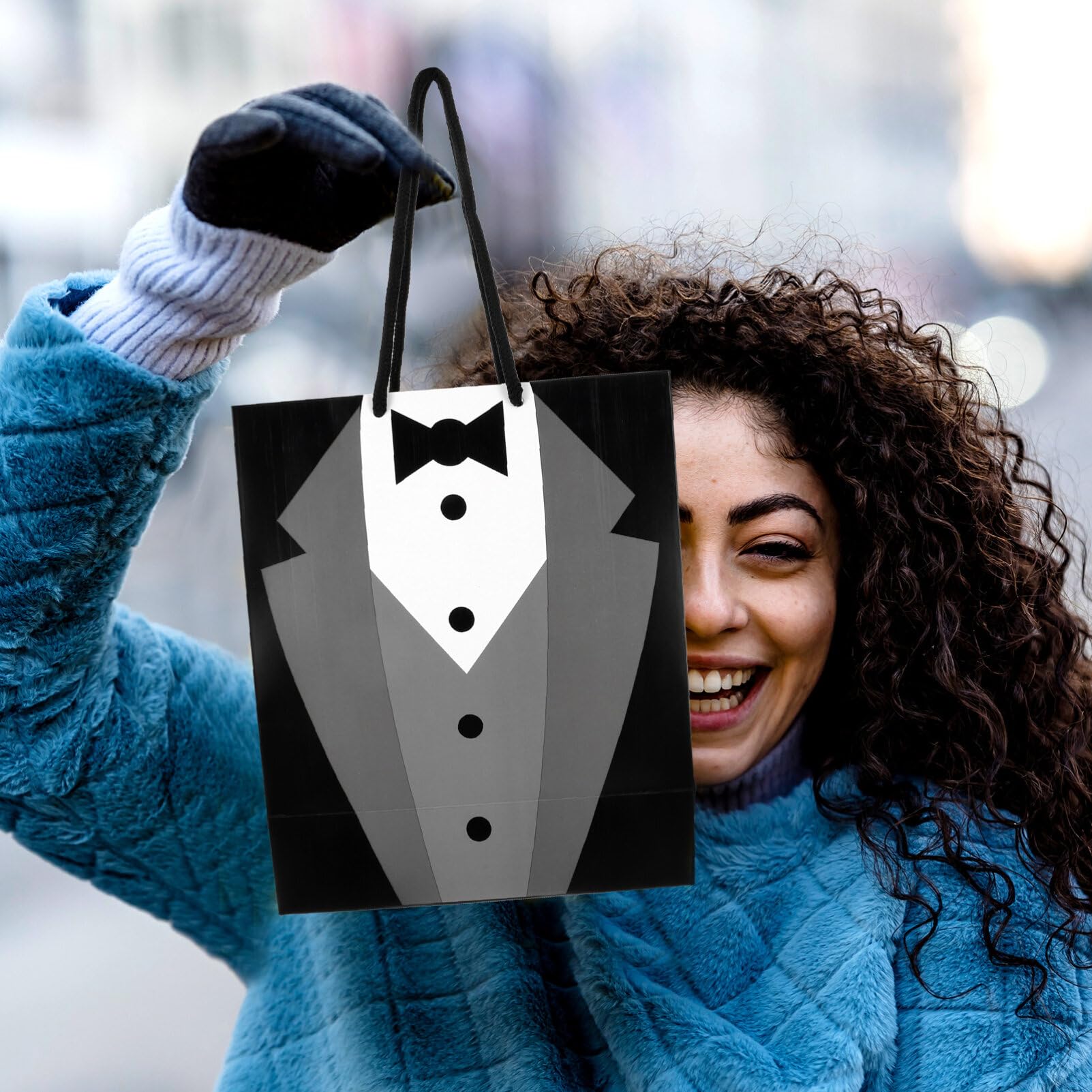 Groomsmen Paper Bags Tuxedo Bags for Wedding Groomsmen Anniversary, 5 Pack Party Favor 19 x 9 x 23cm