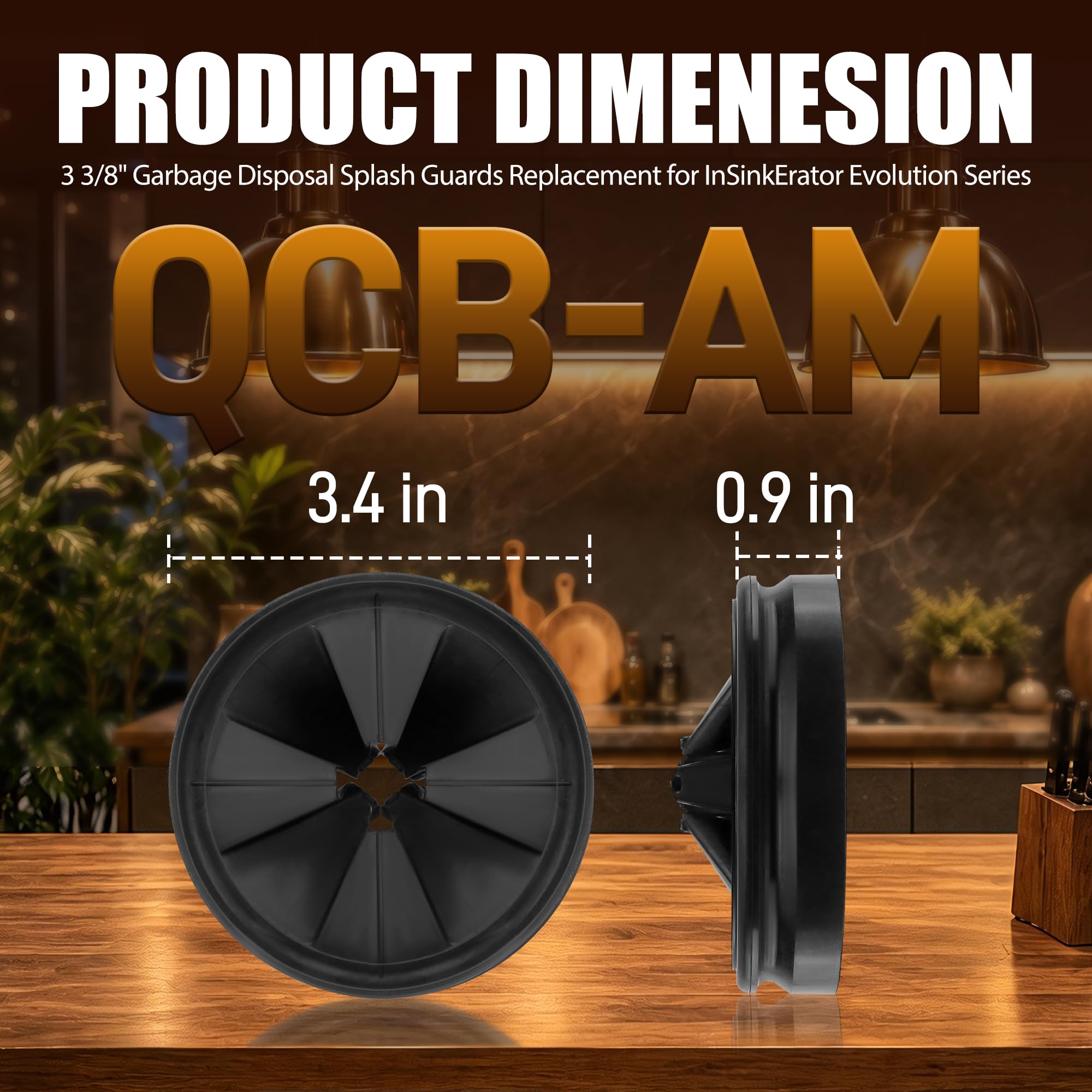 Funmit Ochrona przed rozpryskami na odpady 3 3/20.3 cm przegroda zlewu QCB-AM zamiennik do serii InSinkErator Evolution, ulepszone zdejmowane ciche zatyczki spustowe, akcesoria do usuwania śmieci