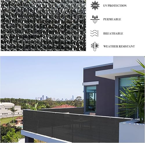 Miniatura 3 de Alion Home Elegante pantalla de privacidad para terraza, patio, balcón, valla, piscina, porche, barandilla (3 pies de altura) negro (3 pies x 14