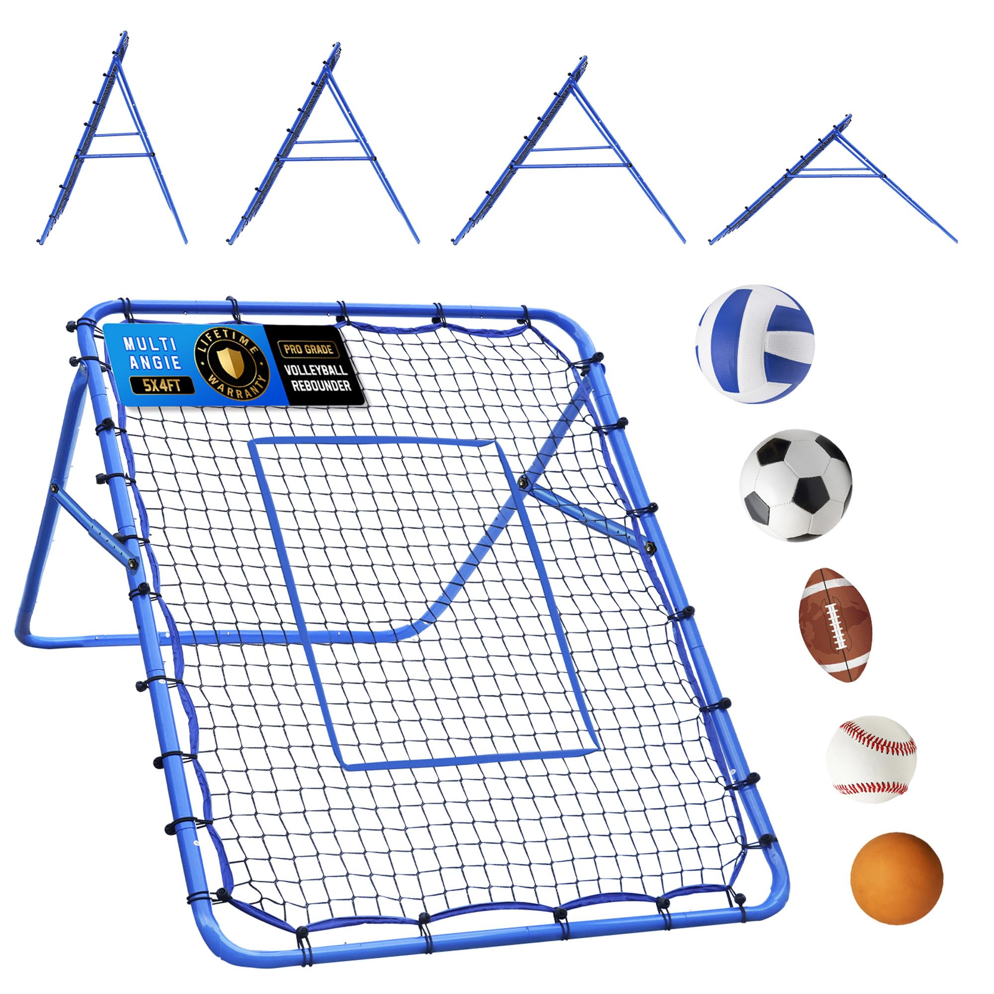 Volleyball Baseball Rebounder Net, Softball Rebounder Pitchback Net Quick Adjustments, Quick Adjustments Lacrosse Bounce Back Practice Equipment, Ideal for Outdoor Indoor and Backyard Training